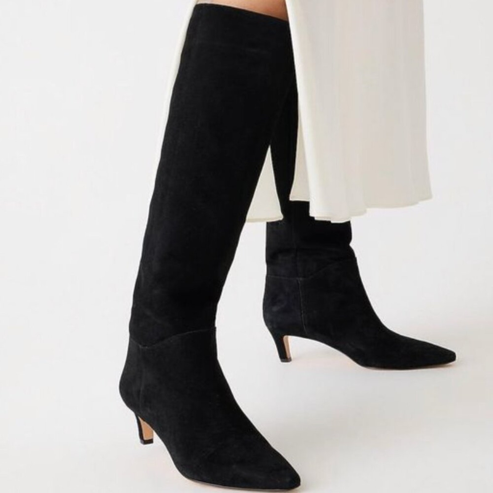 J. Crew Stevie Black Suede Knee High Pull-On Size 10